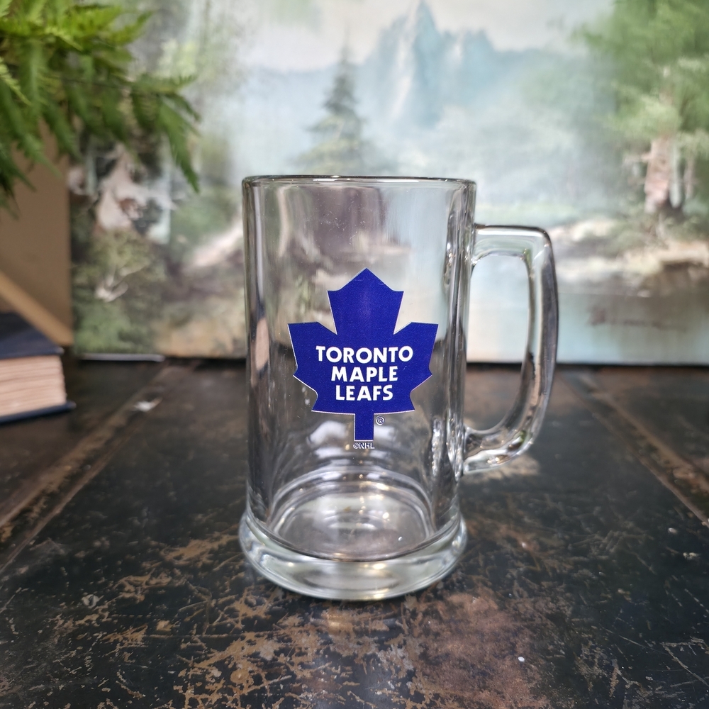 Vintage Toronto Maple Leafs Beer Mug Glass 1970s-80s NHL Hockey Logo